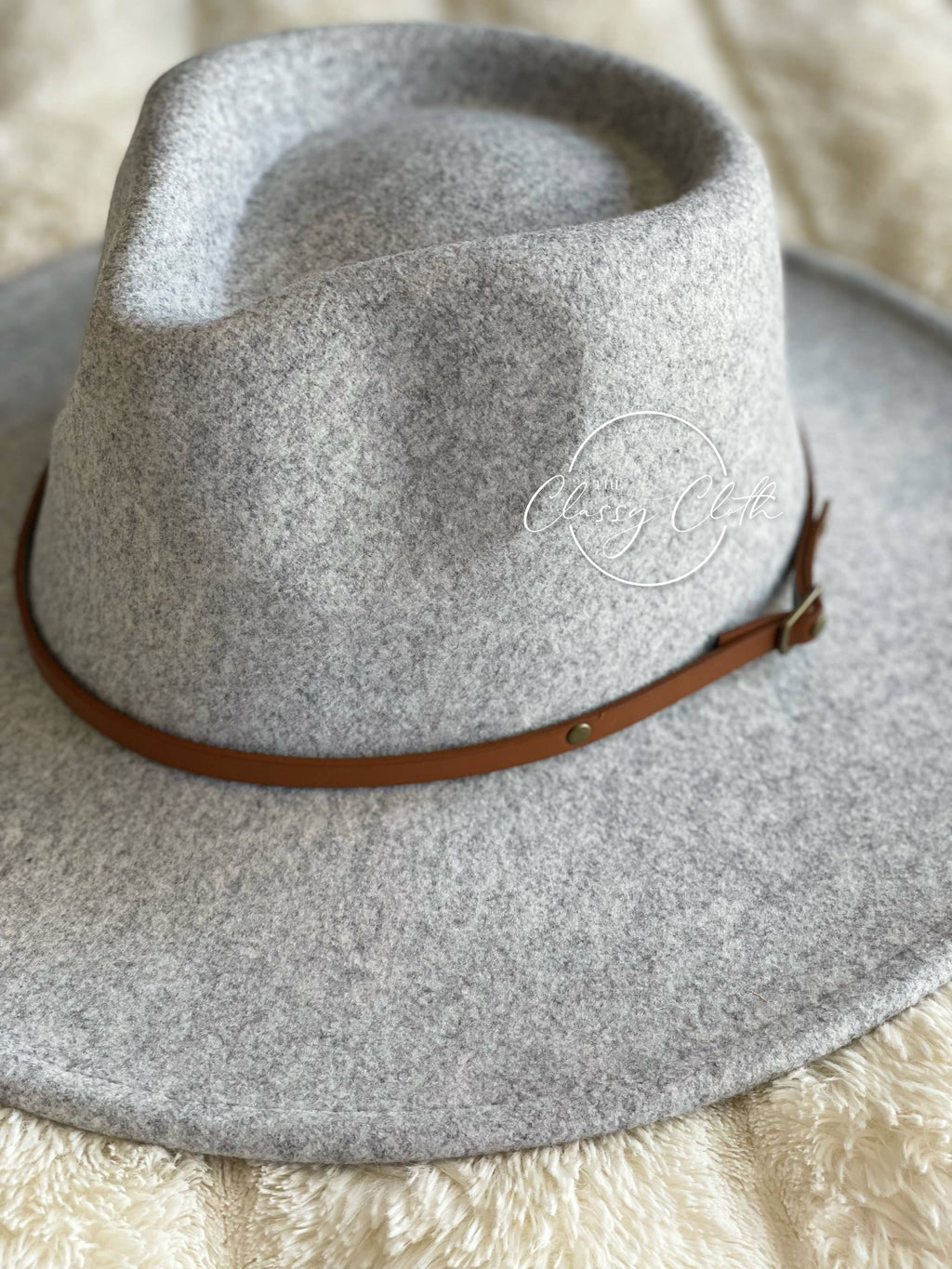 Grey Wool Blend Wide Brim Western Hat