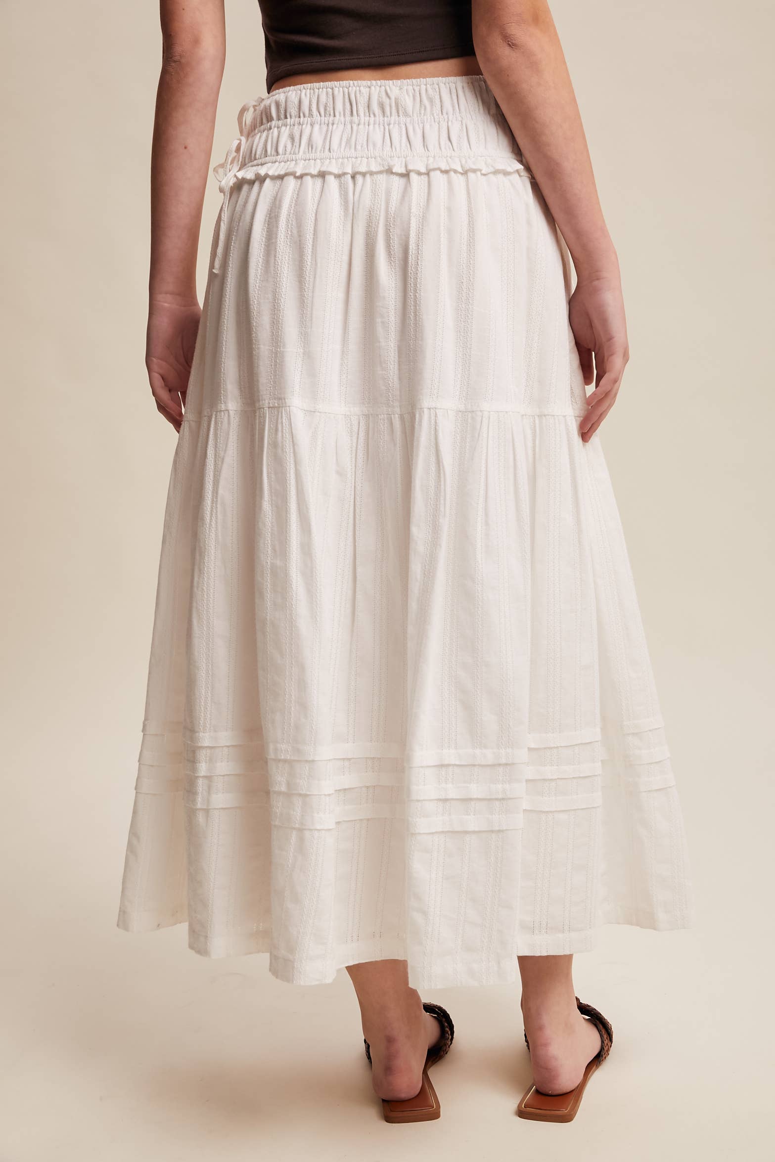 Off White Cotton Maxi Skirt