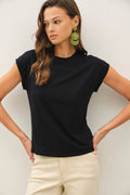 Black Cap Sleeve Crew Neck