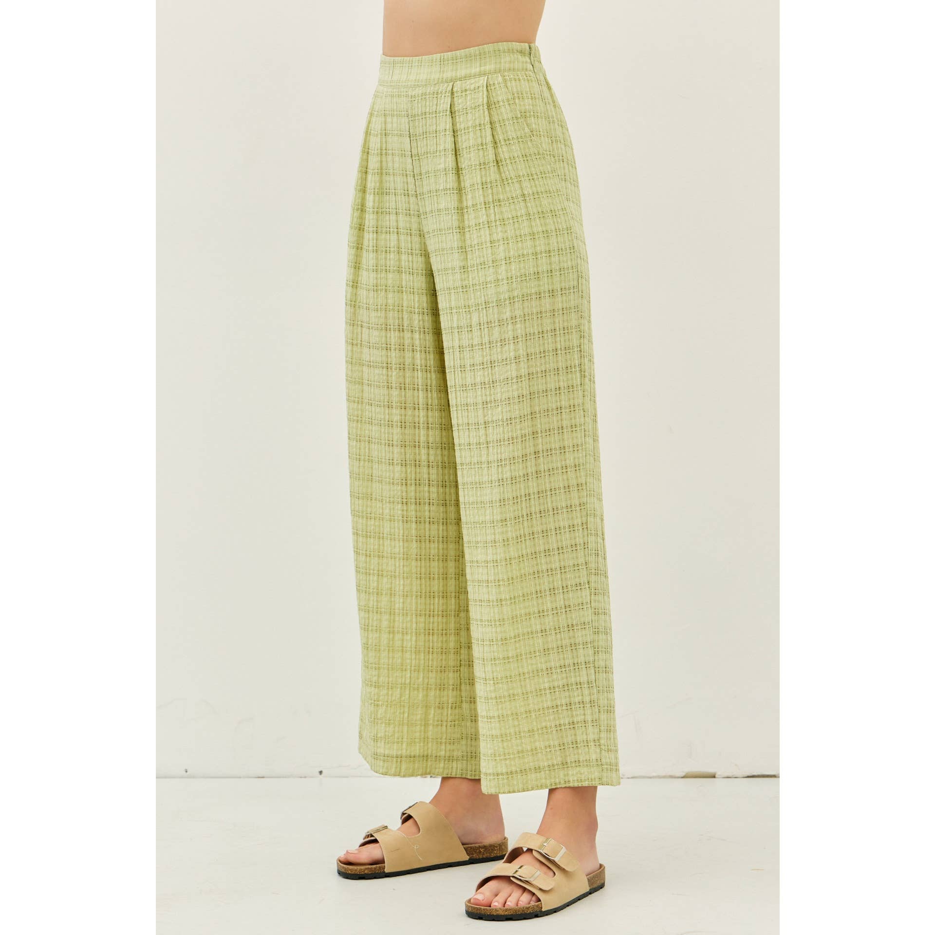 Sage Pleated Wide Leg Ankle Pants