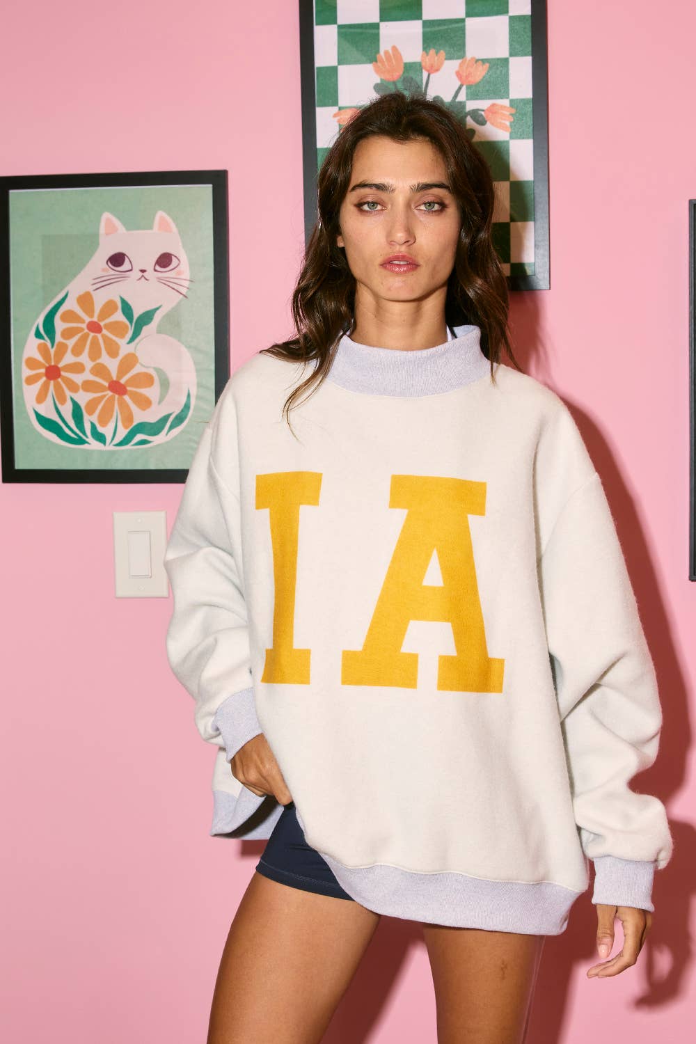 'IOWA & IA' Reversible Mock Neck Sweatshirt
