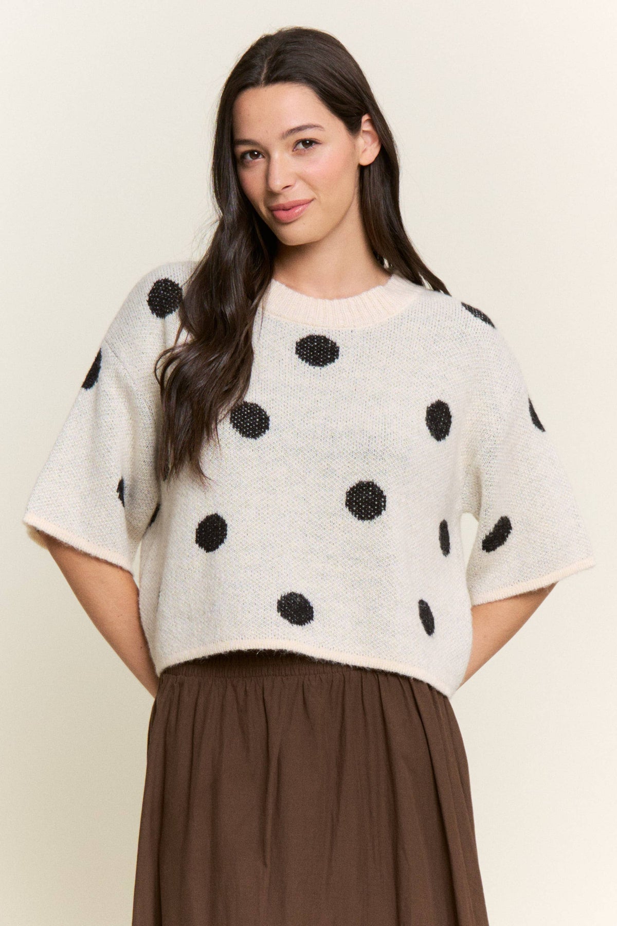Ivory & Black Polka Dot Knit Sweater