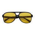 Black Yellow Large Flat Top Aviator Sunglasse