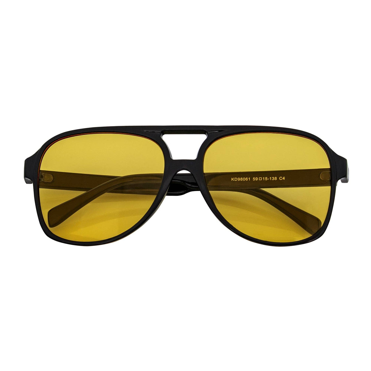 Black Yellow Large Flat Top Aviator Sunglasse