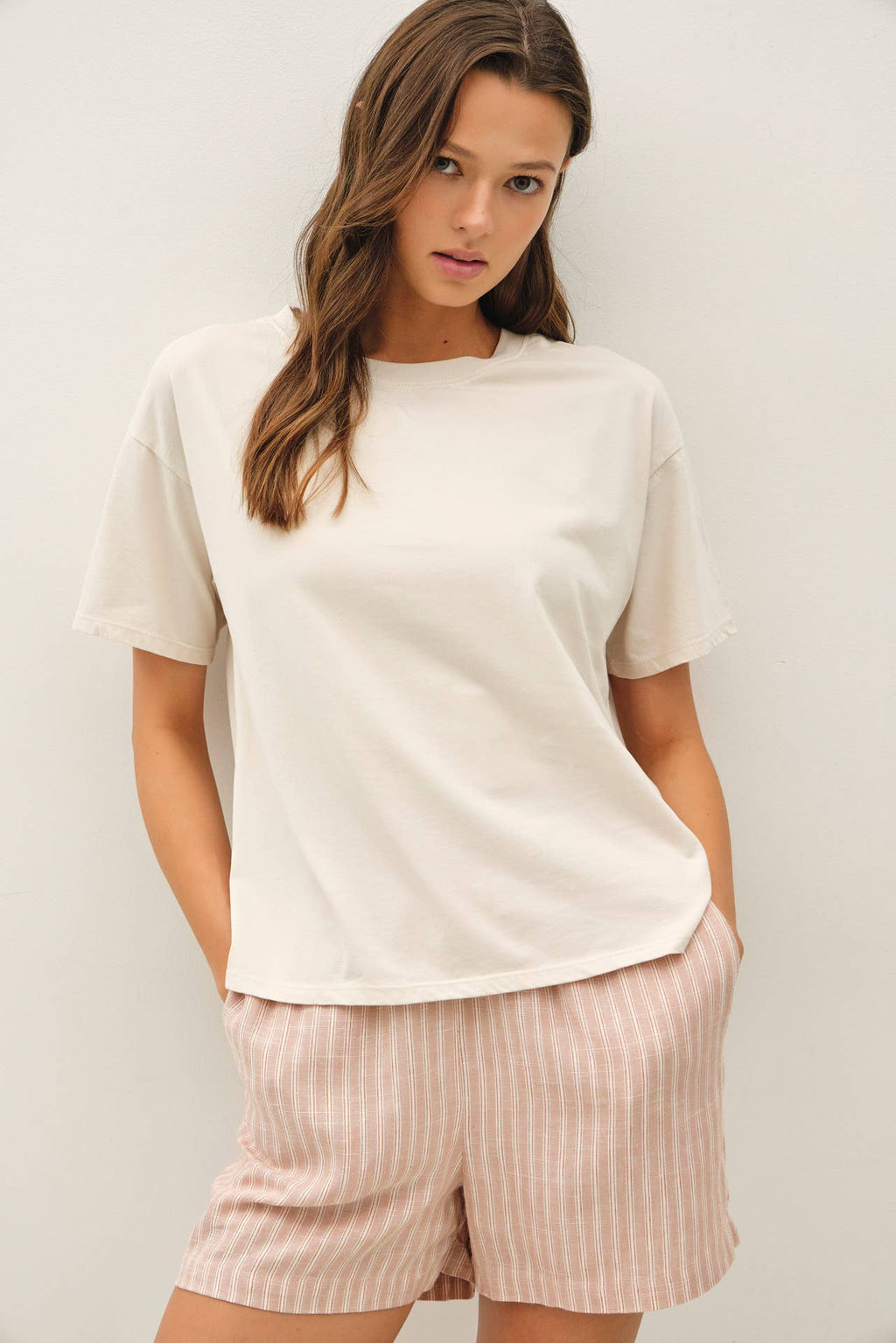 Off White Boxy Crop Tee