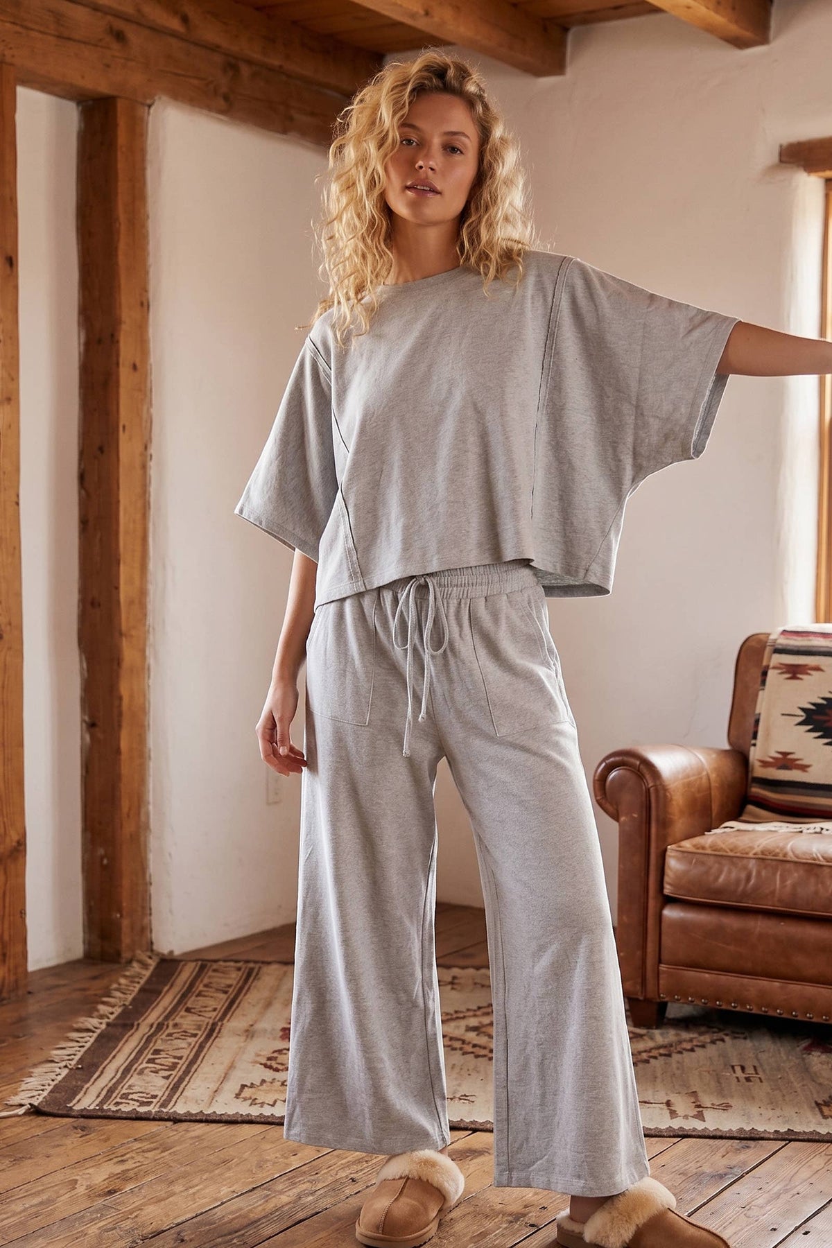 Heather Grey Wide Leg Pant