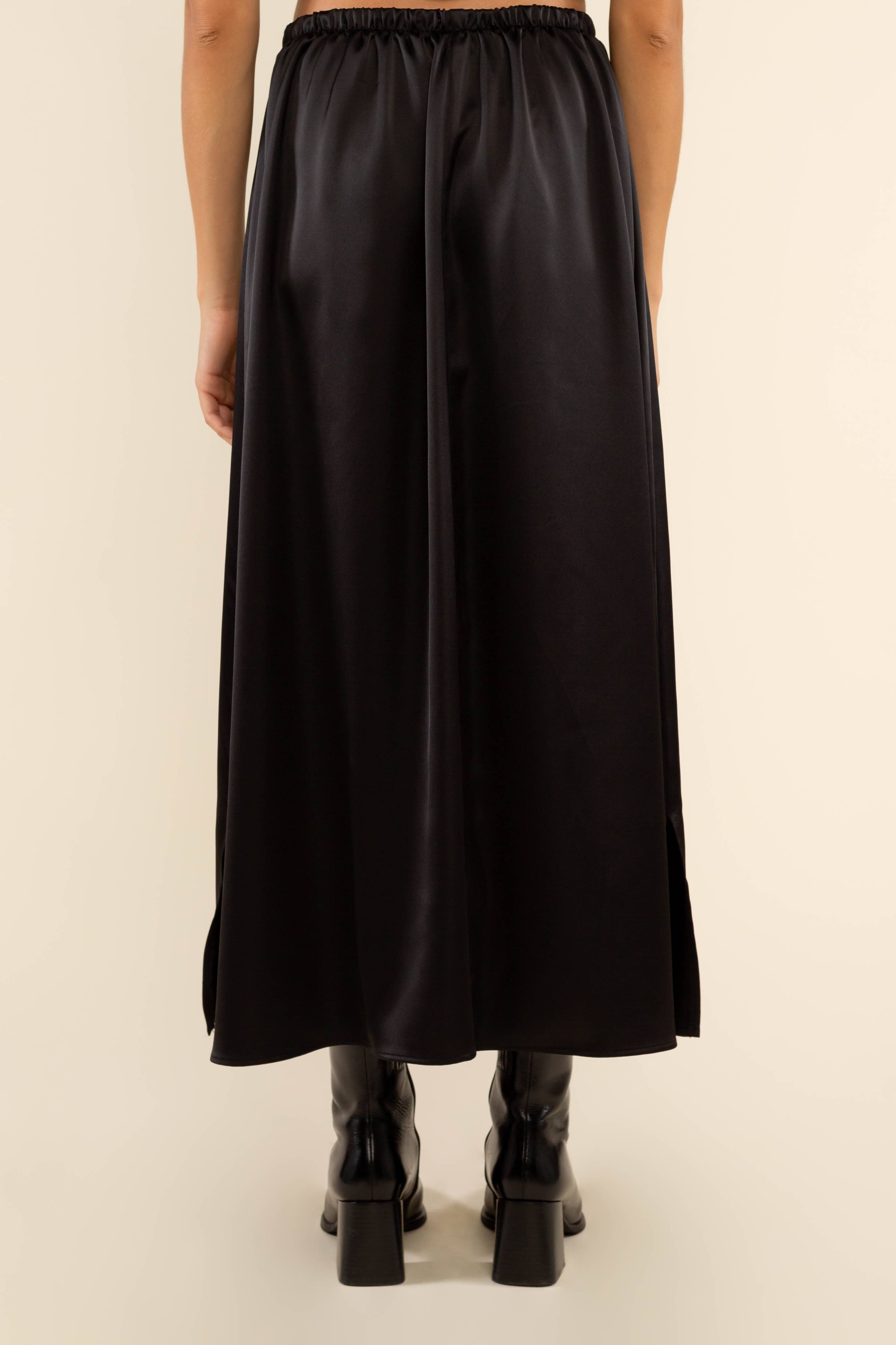 Black Satin Maxi Skirt