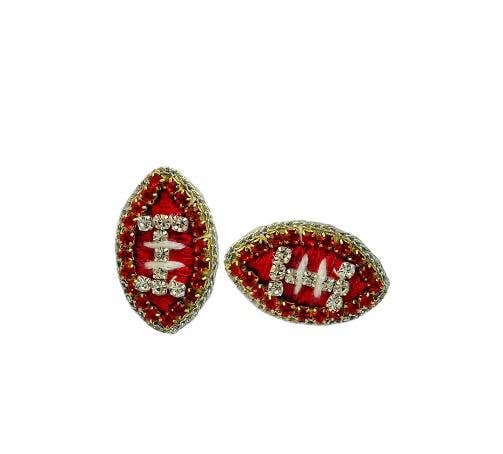 Red & White Football Stud