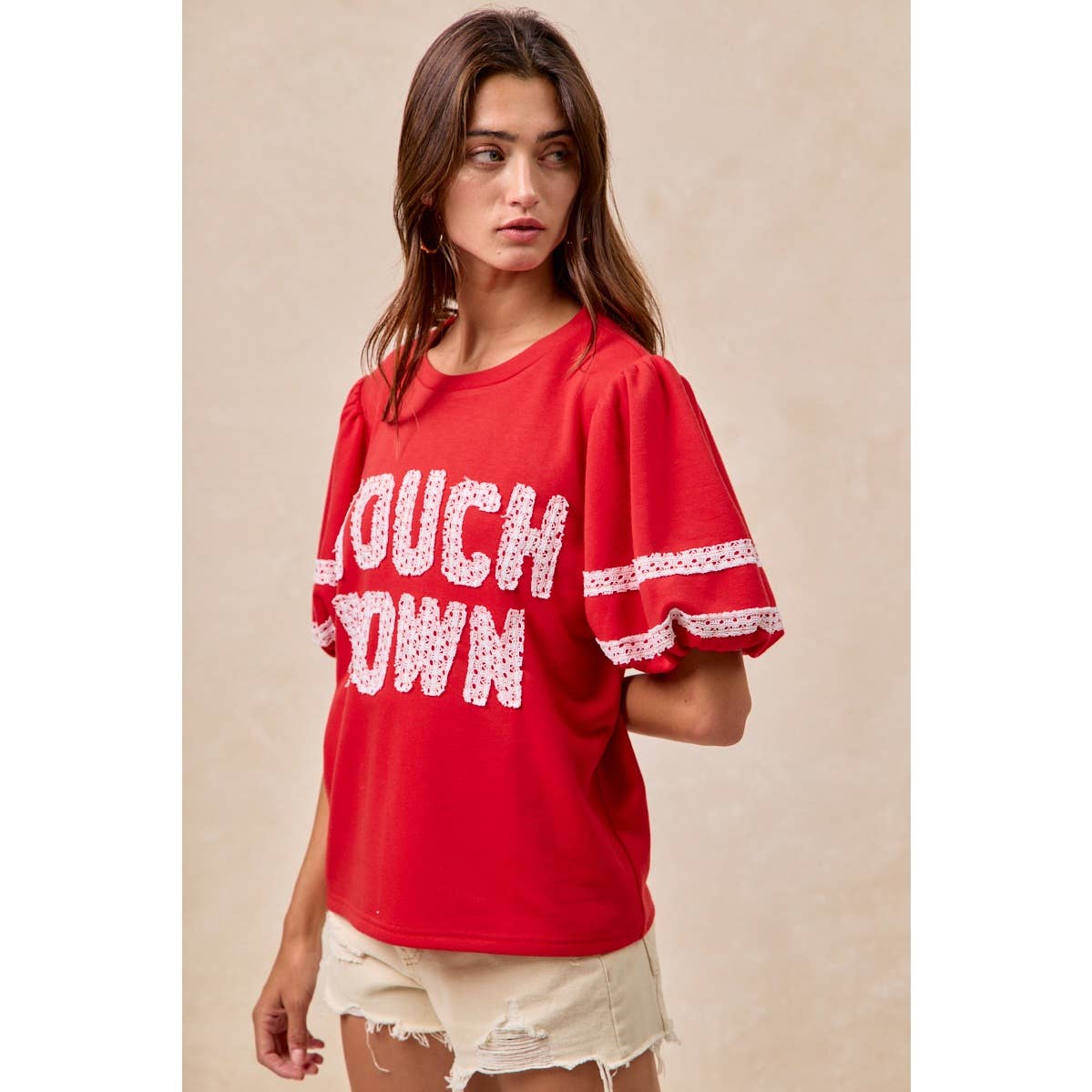 Red Touch Down Patchwork Top