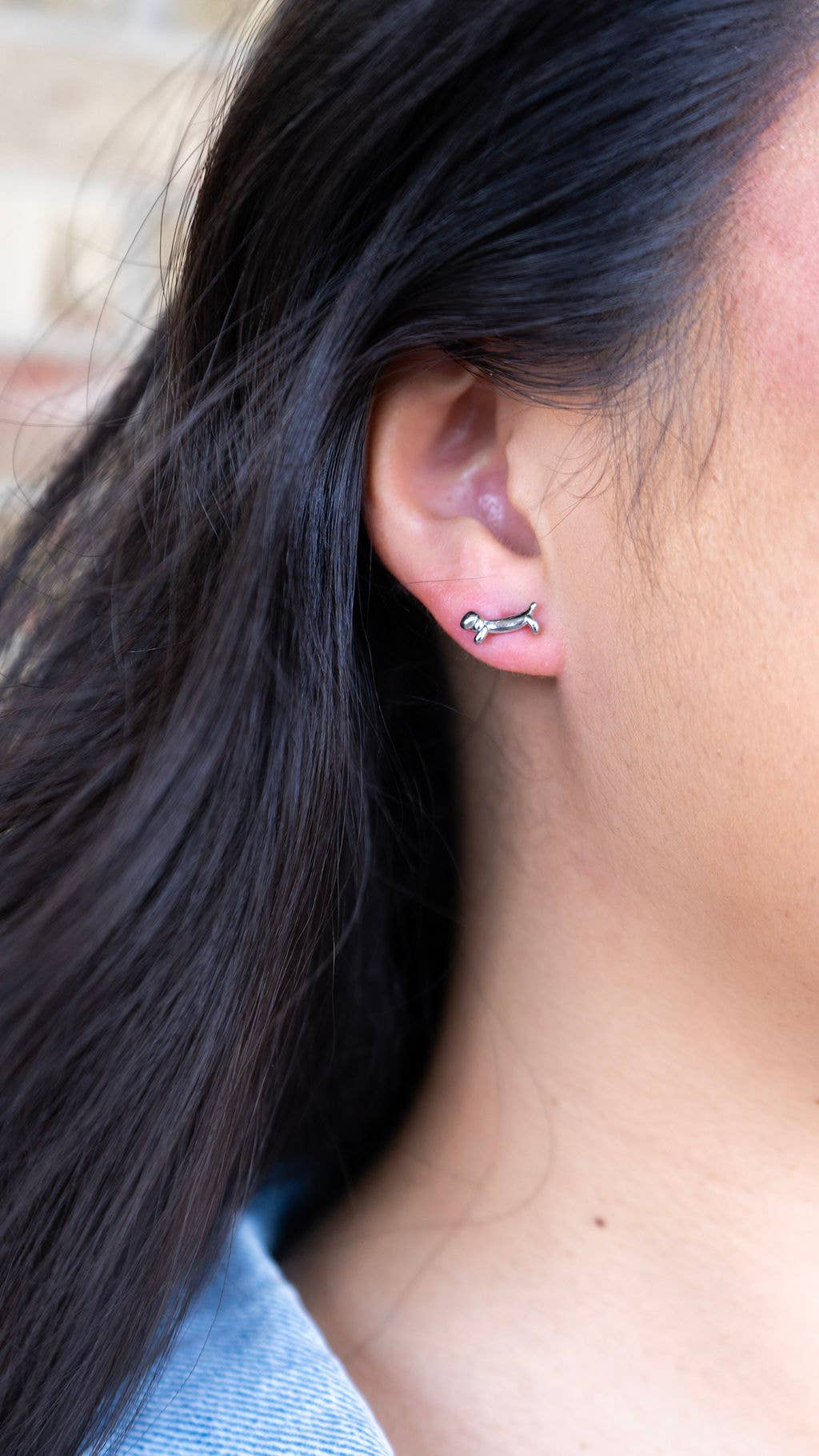 Silver Luxe Dainty Dachshund Studs