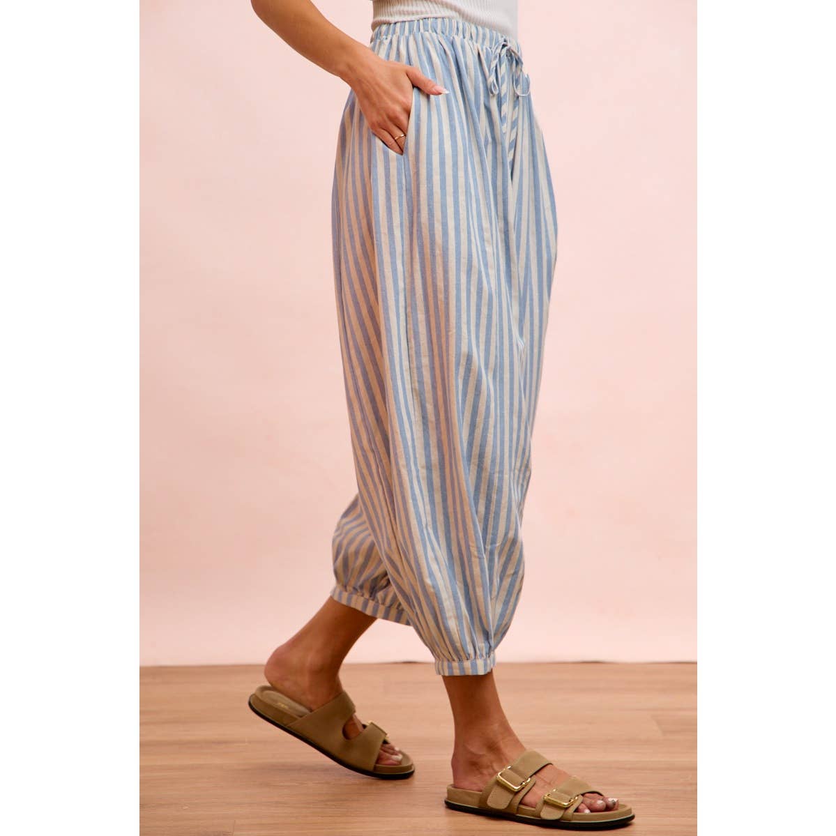 Light Blue Stripes Balloon Pants