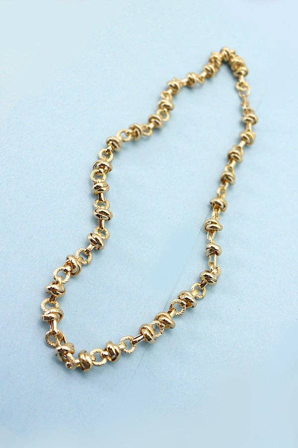 Gold Handmade Knot Link Chain Necklace