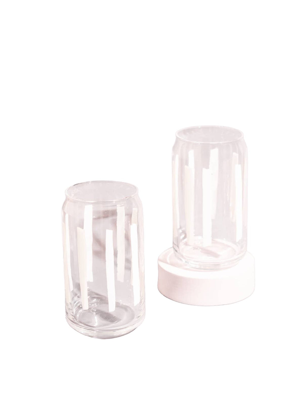 White Striped Soda Can Glass