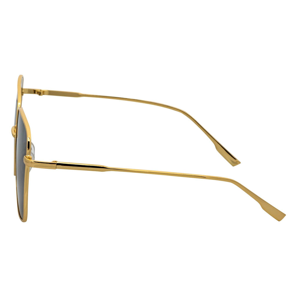 Smoke Oversize Metal Square Gold Sunglasses