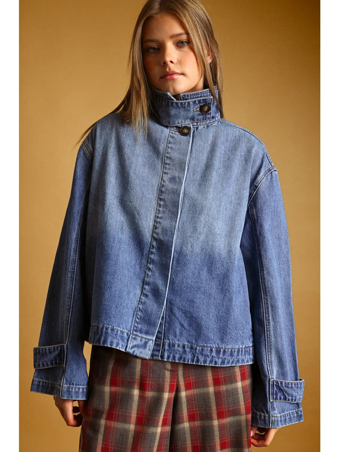 High Collar Denim Jacket