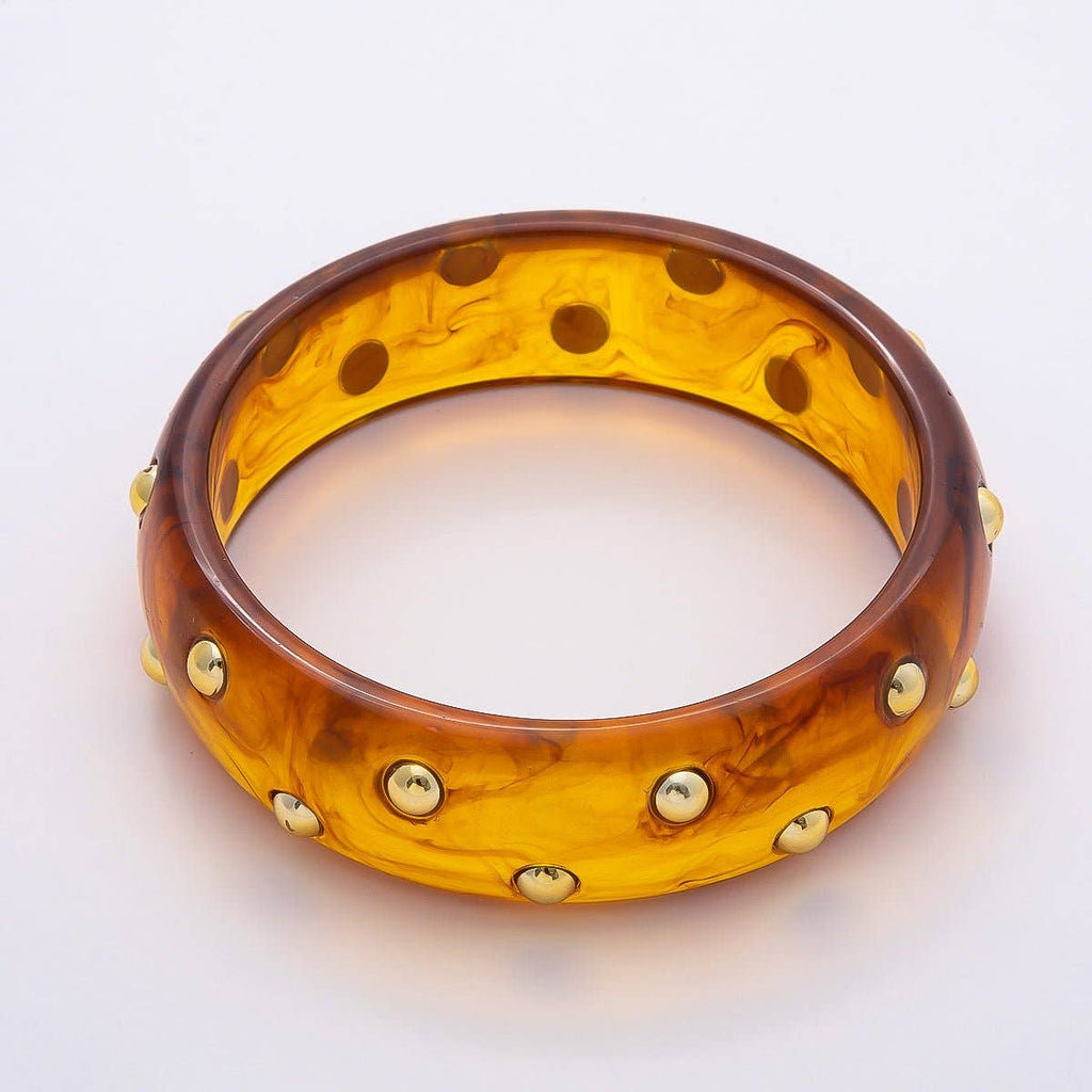 Brown Dotted Acrylic Bangle Bracelet