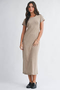 Brown Slim Midi Dress