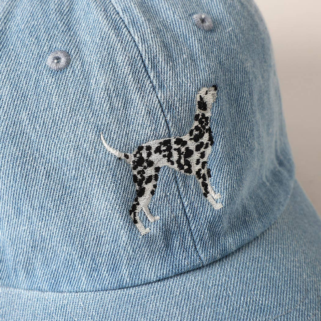 Denim Dalmatian Dog Embroidered Baseball Cap