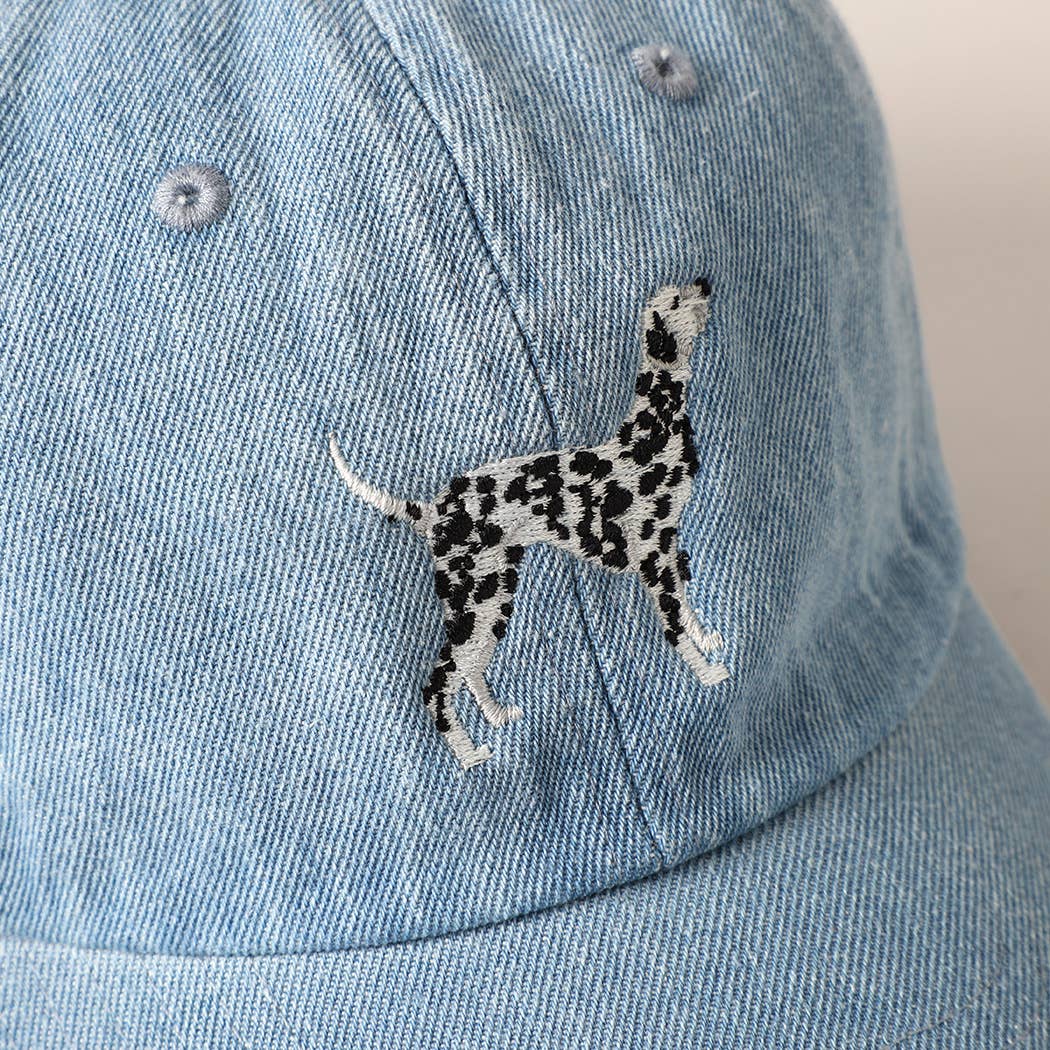 Denim Dalmatian Dog Embroidered Baseball Cap