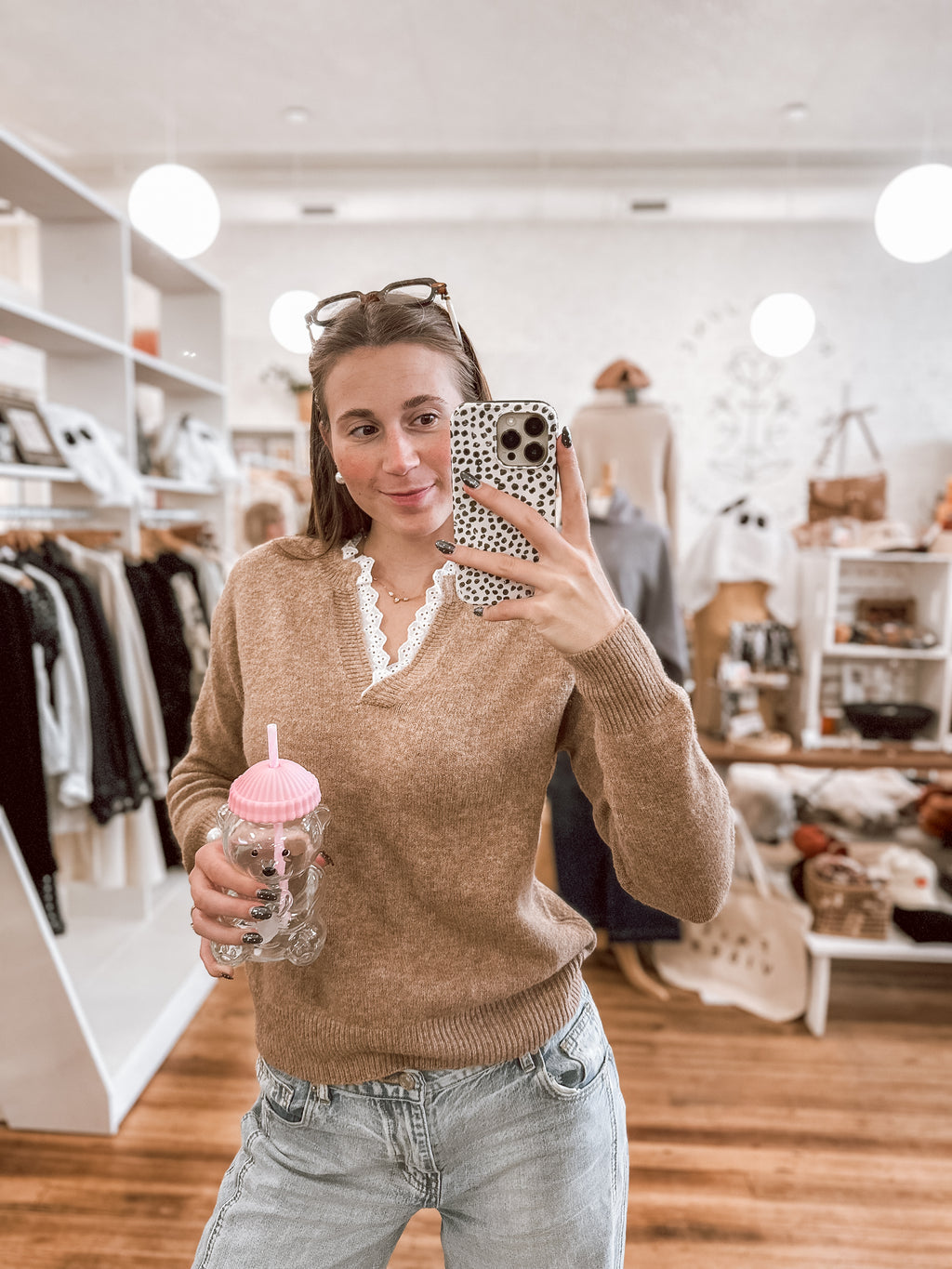 Mocha Lace Trim Sweater