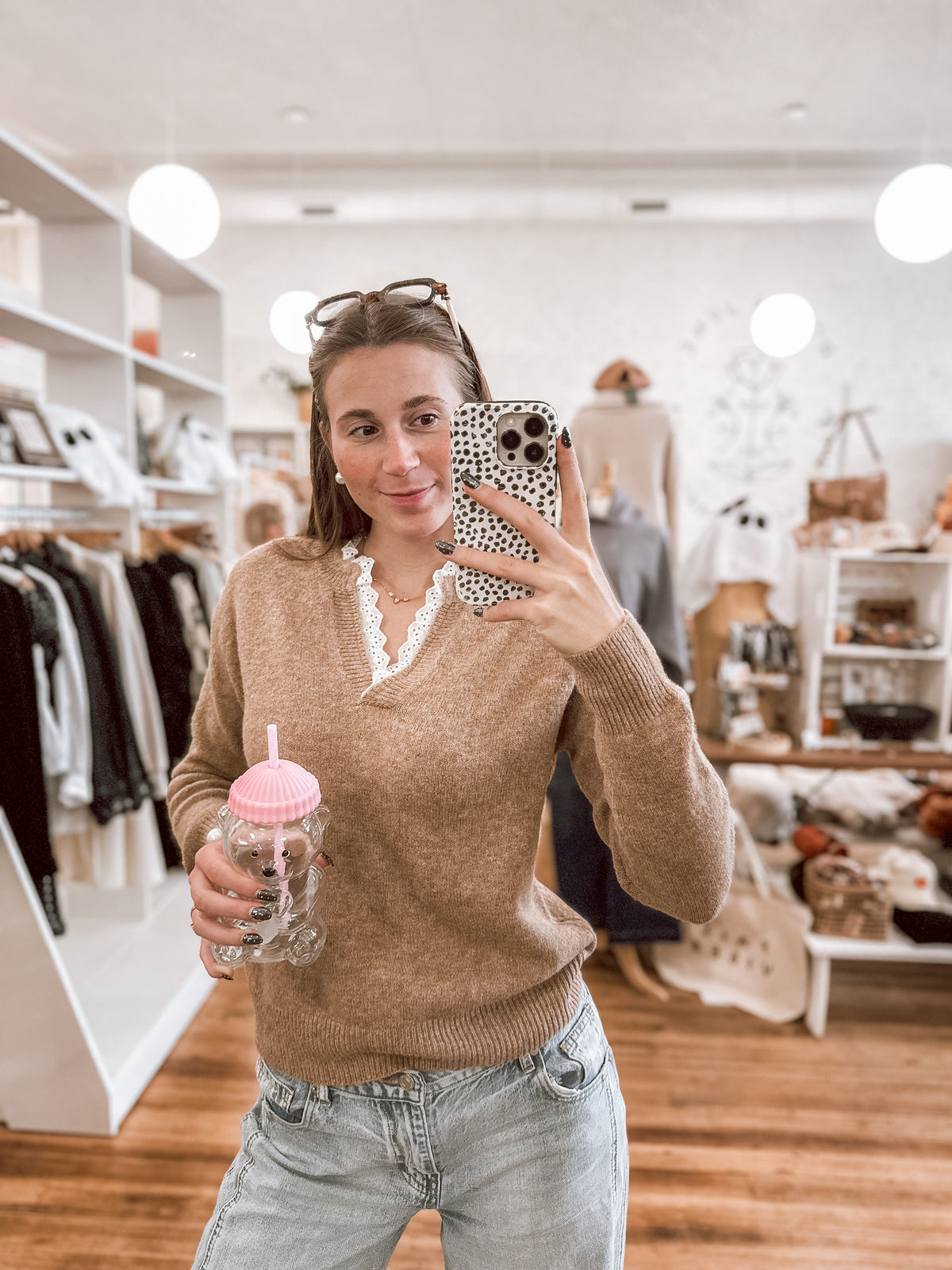 Mocha Lace Trim Sweater