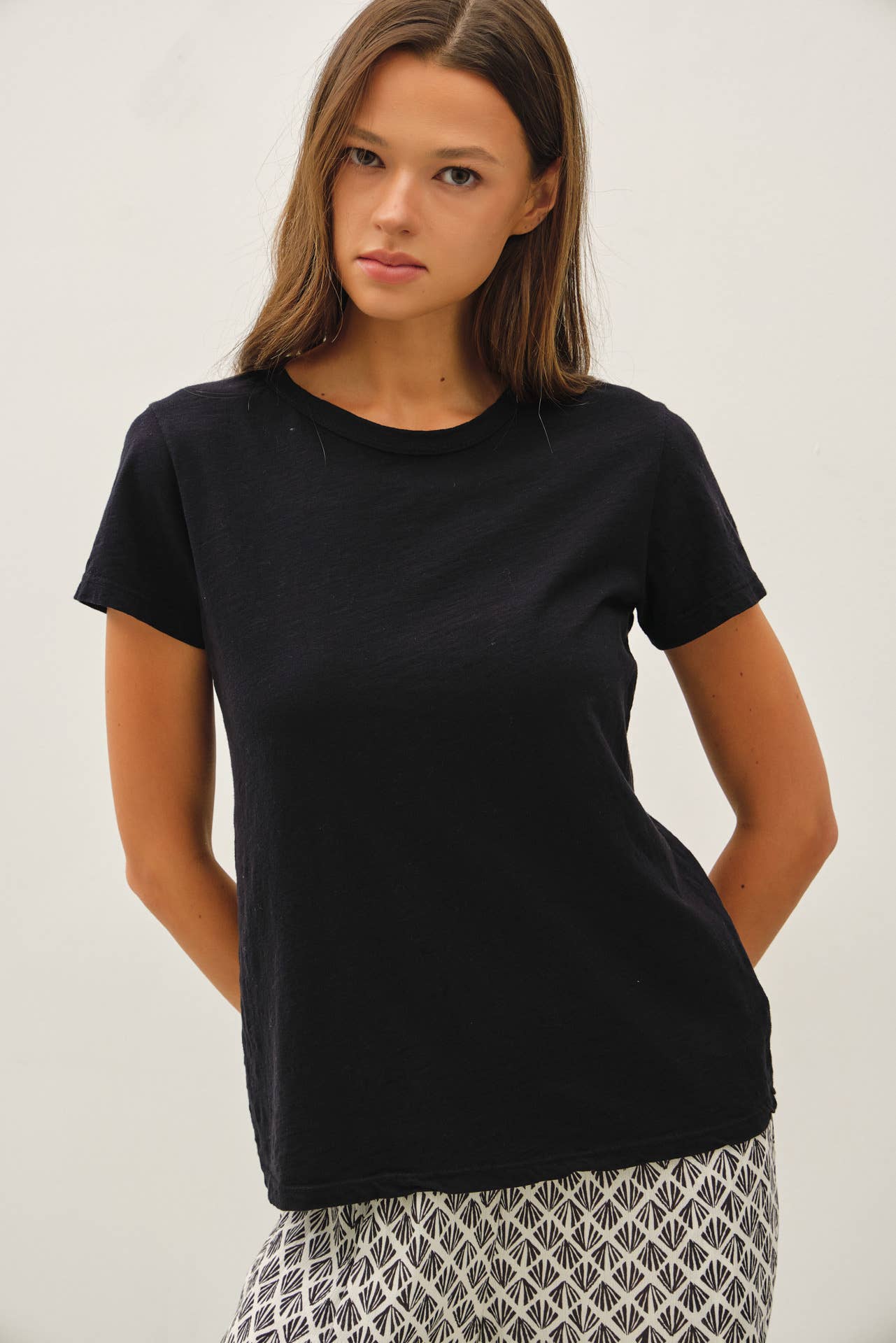 Black Cotton Slub Tee