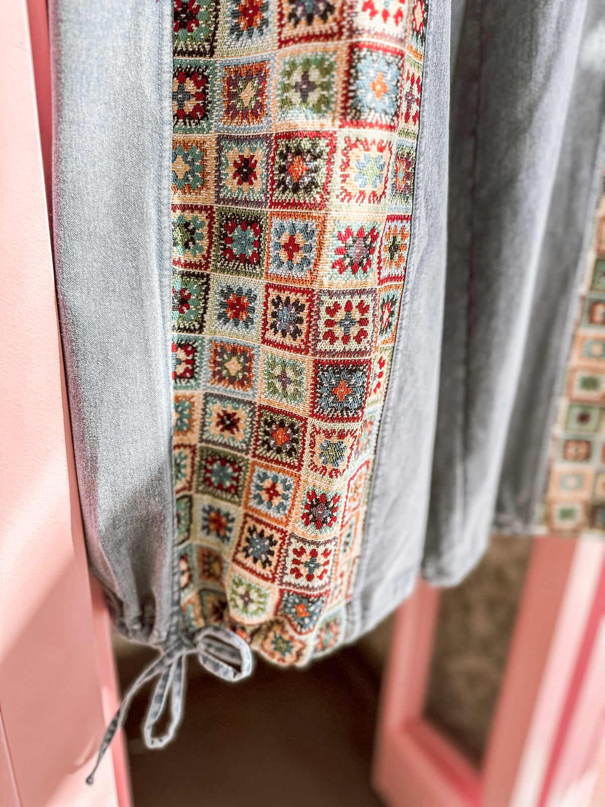 Plus Jacquard Print Mineral Wash Pants