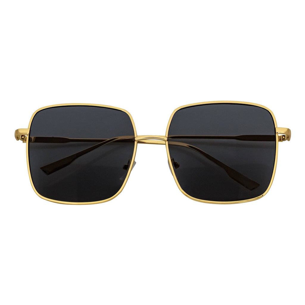 Smoke Oversize Metal Square Gold Sunglasses