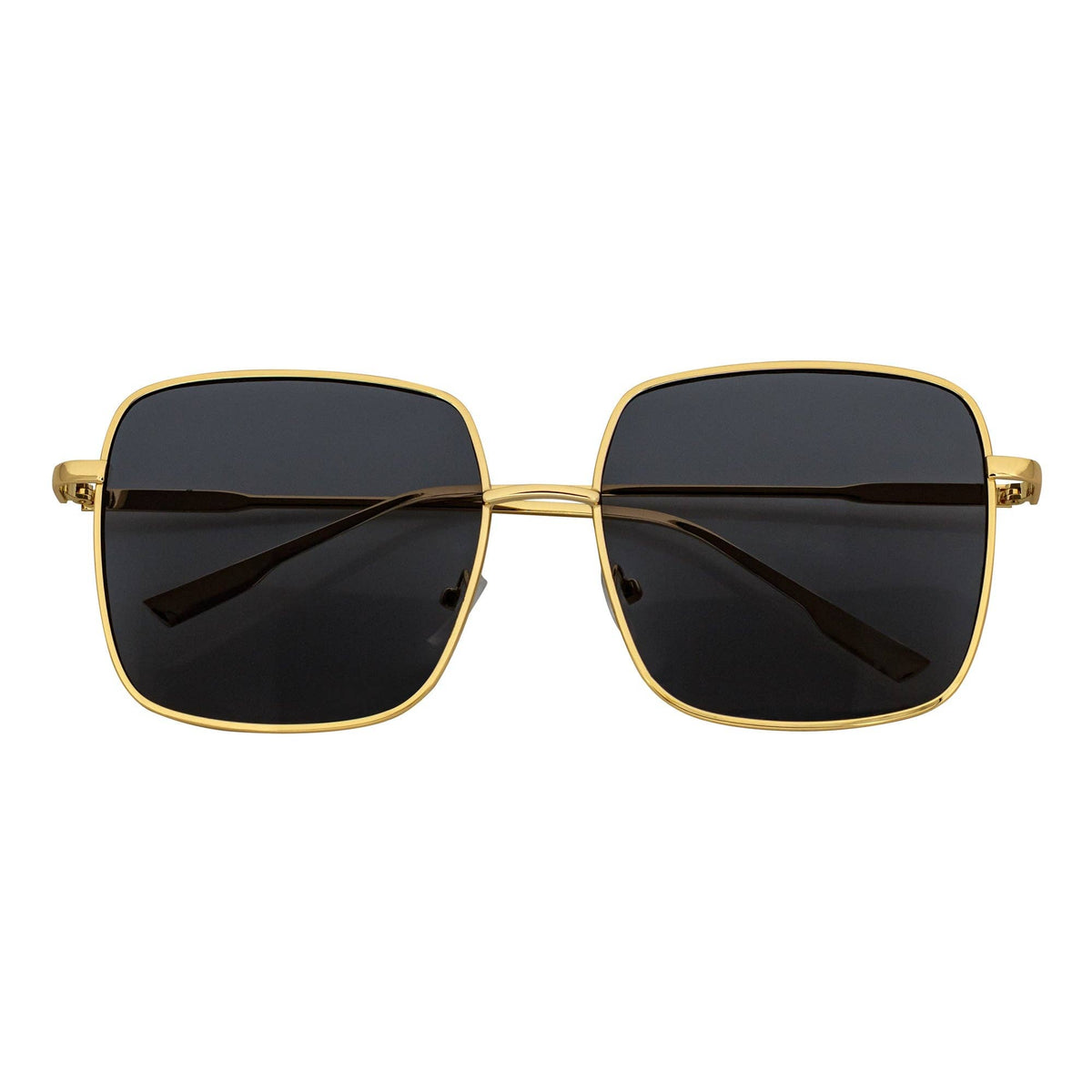 Smoke Oversize Metal Square Gold Sunglasses