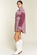 Plus Berry Colorblock Sherpa Jacket