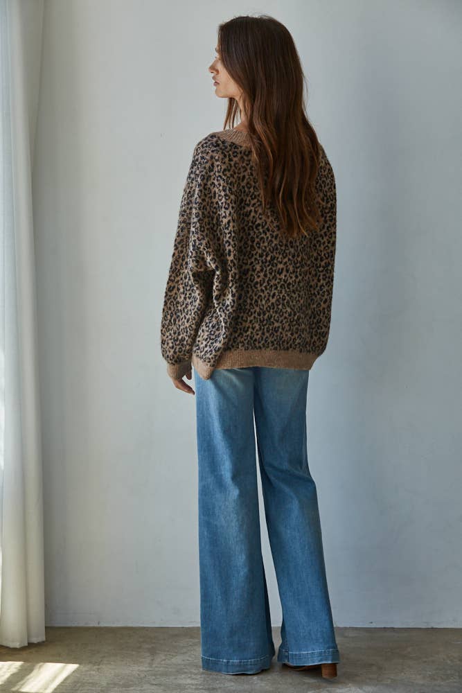 Mocha Black Animal Print Cardigan