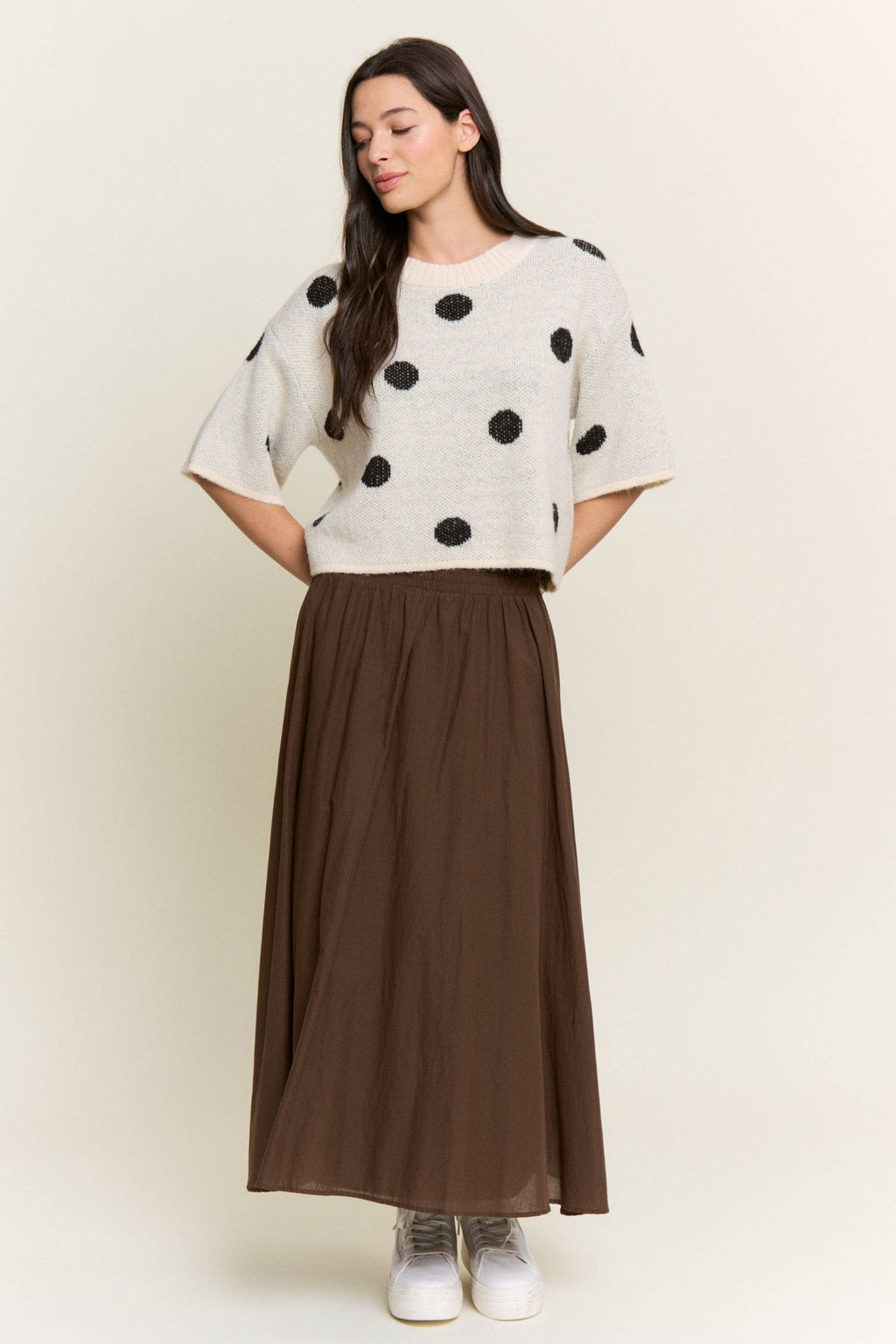 Ivory & Black Polka Dot Knit Sweater