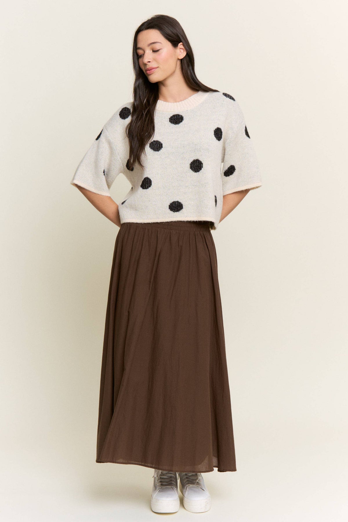 Ivory & Black Polka Dot Knit Sweater