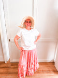 Pink Floral Ruffle Maxi Skirt
