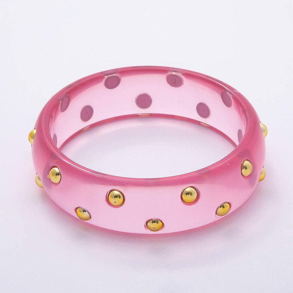 Pink Dotted Acrylic Bangle Bracelet