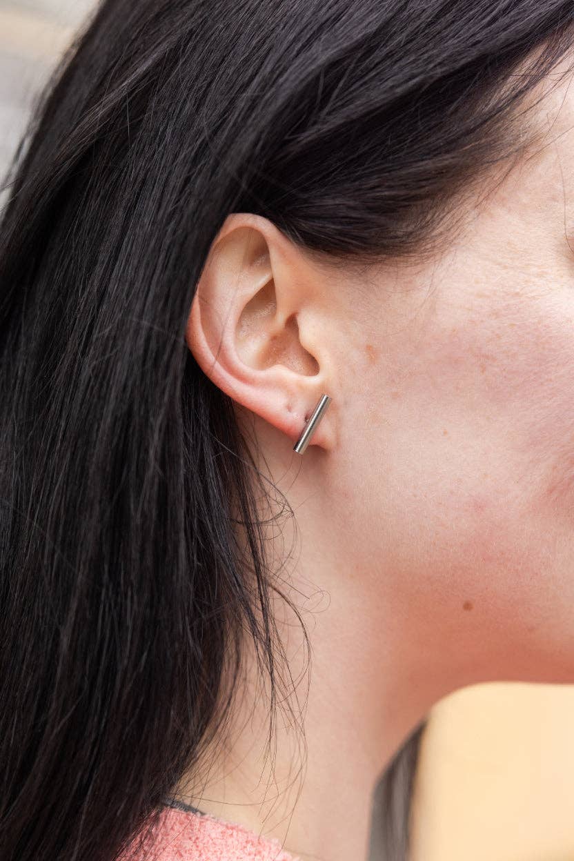 Silver Luxe Bar Studs