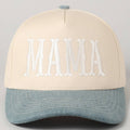 Denim MAMA Typographic Design Embroidery Baseball Cap