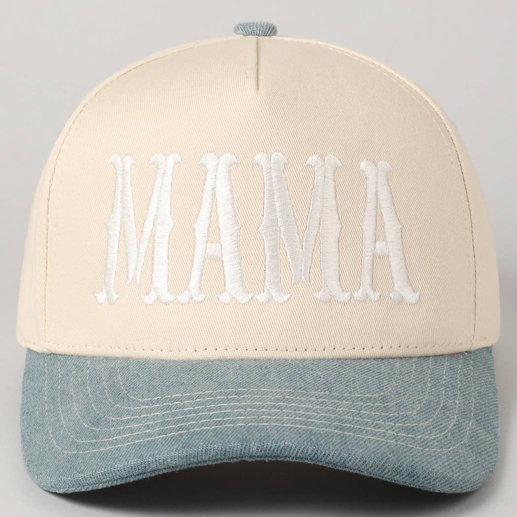 Denim MAMA Typographic Design Embroidery Baseball Cap