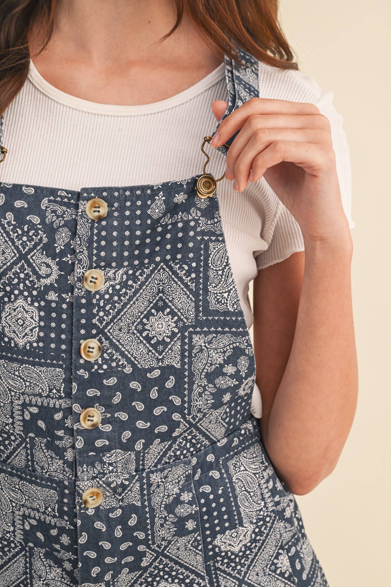Blue & Navy Bandana Print Overalls