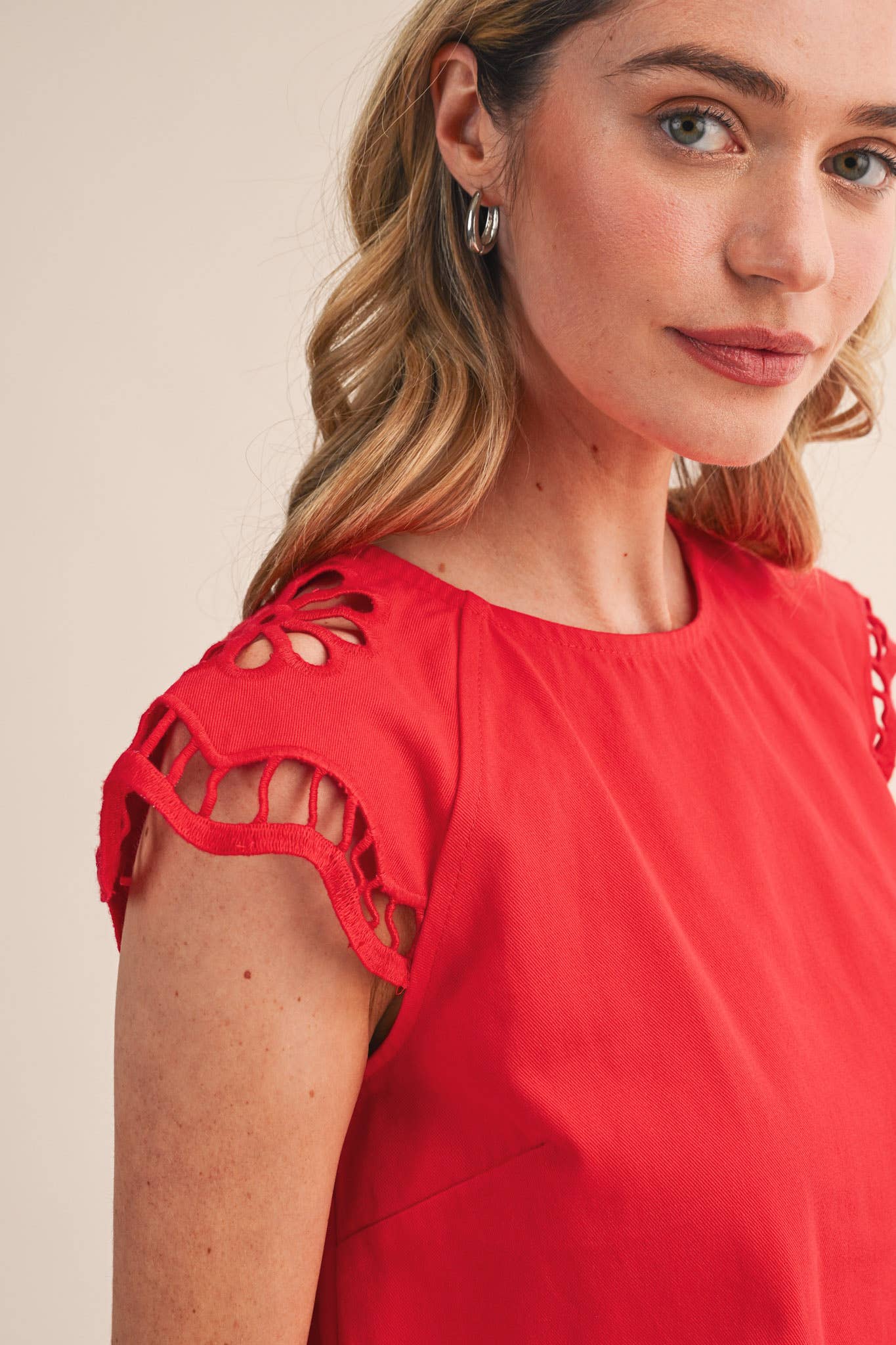 Tomato Red Cut Out Top