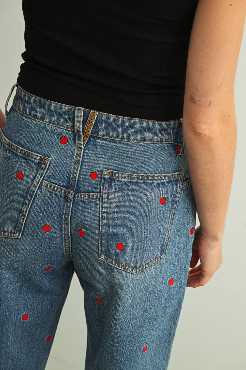 Denim Embroidered Pants