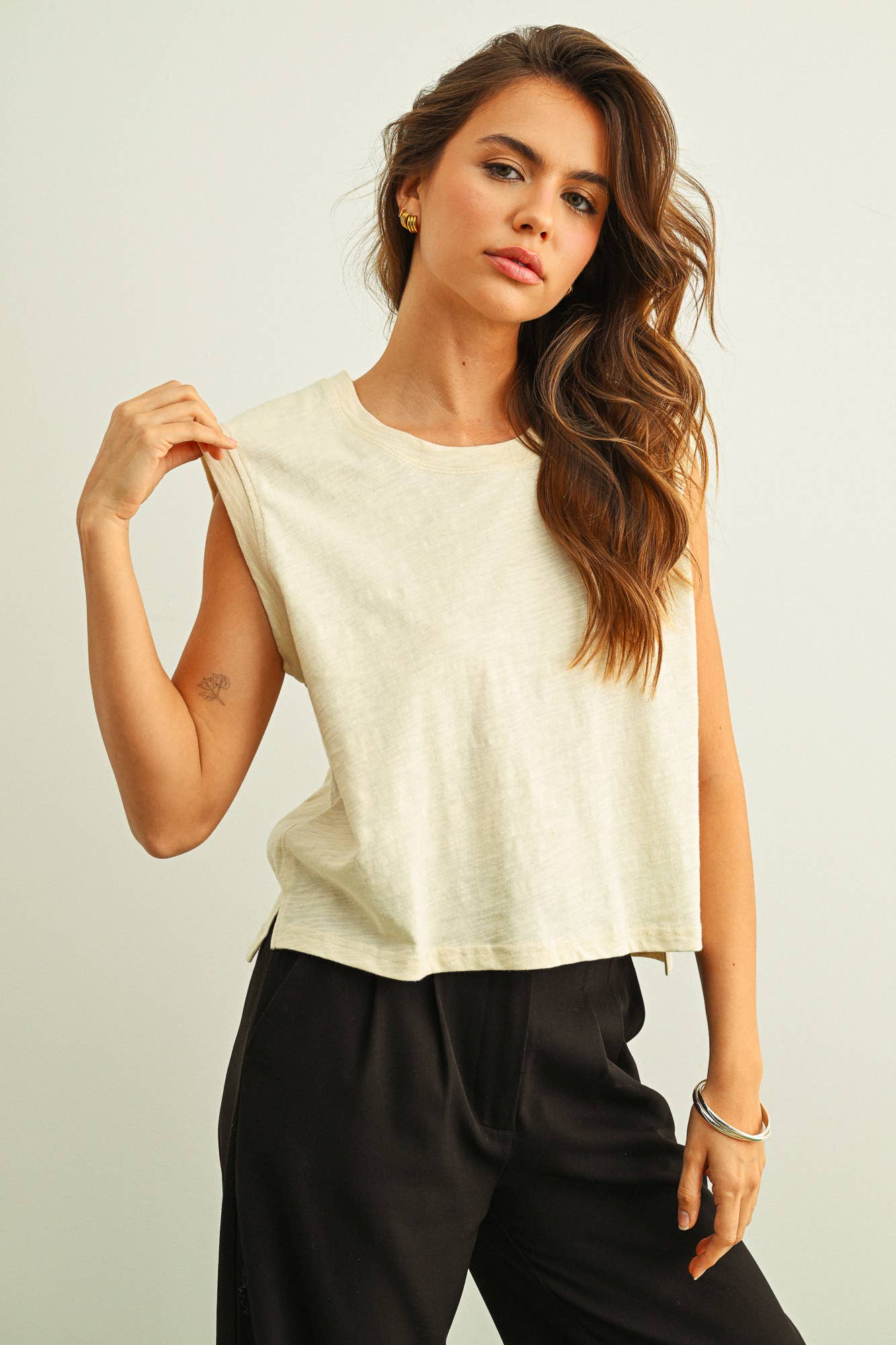 Ecru Round Neck Top