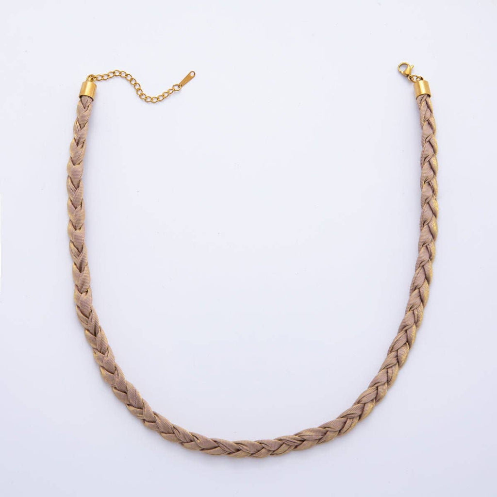 Dark Brown Handmade Fabric Braided Bandana Necklace