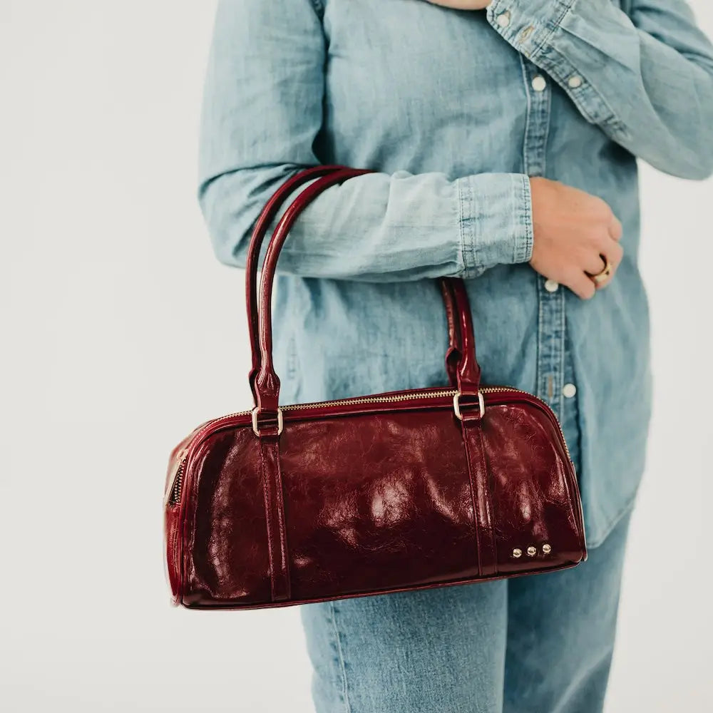 Burgundy Arlys Barrel Shoulder Bag