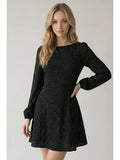 Black Drop Waist Polka Dot Mini Dress