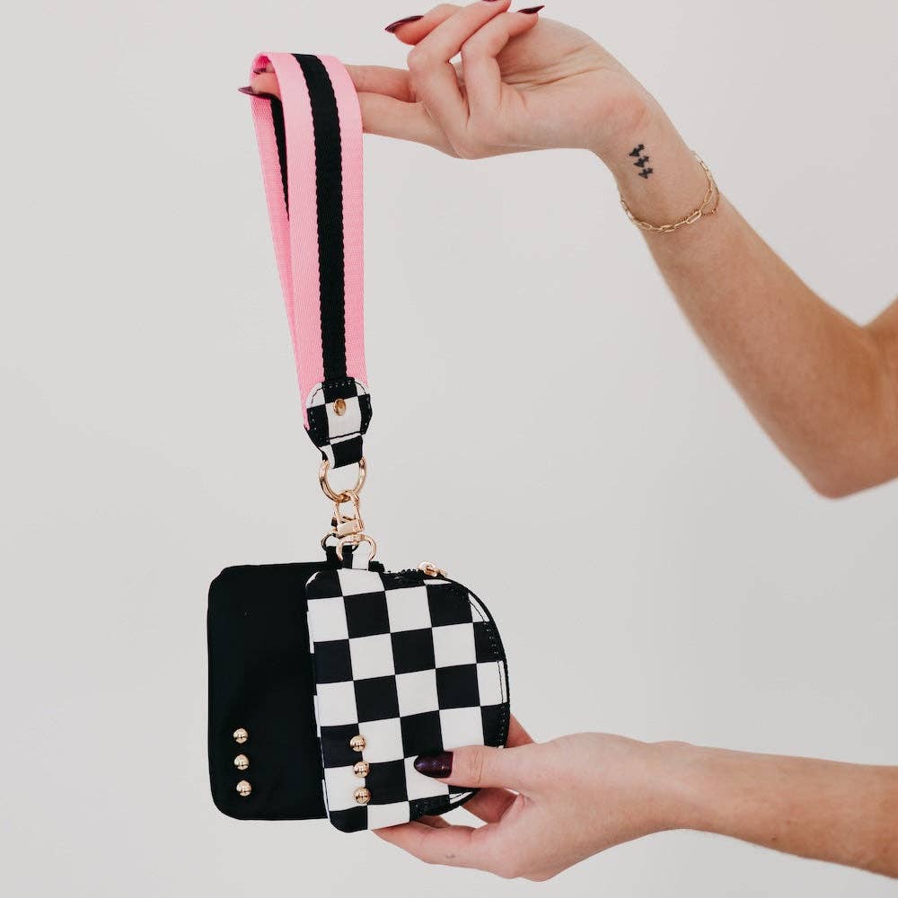Pink Dual Pouch Wristlet