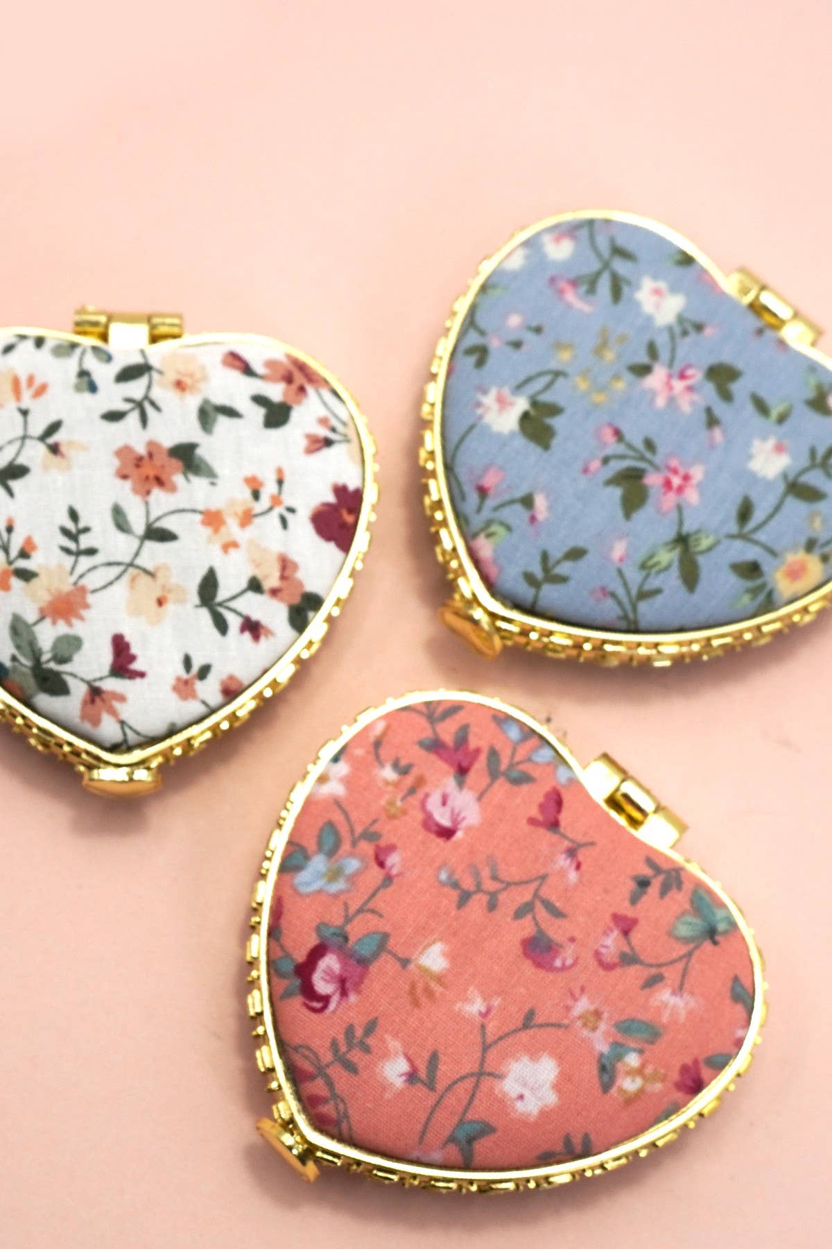 Blue Compact Floral Mirror