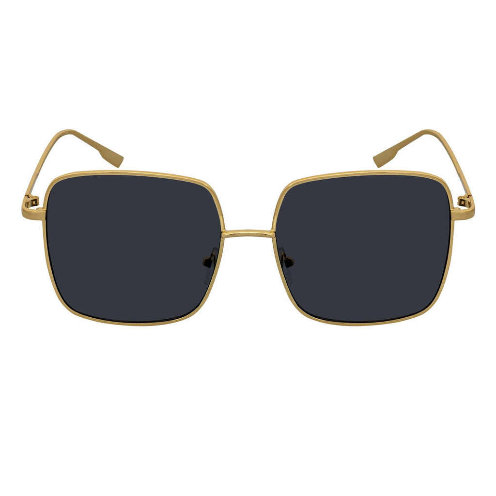 Smoke Oversize Metal Square Gold Sunglasses