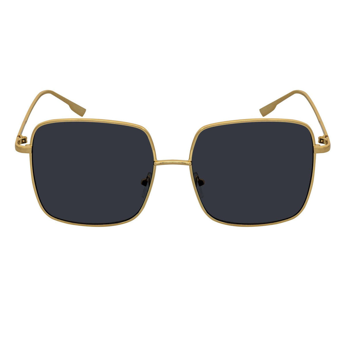 Smoke Oversize Metal Square Gold Sunglasses