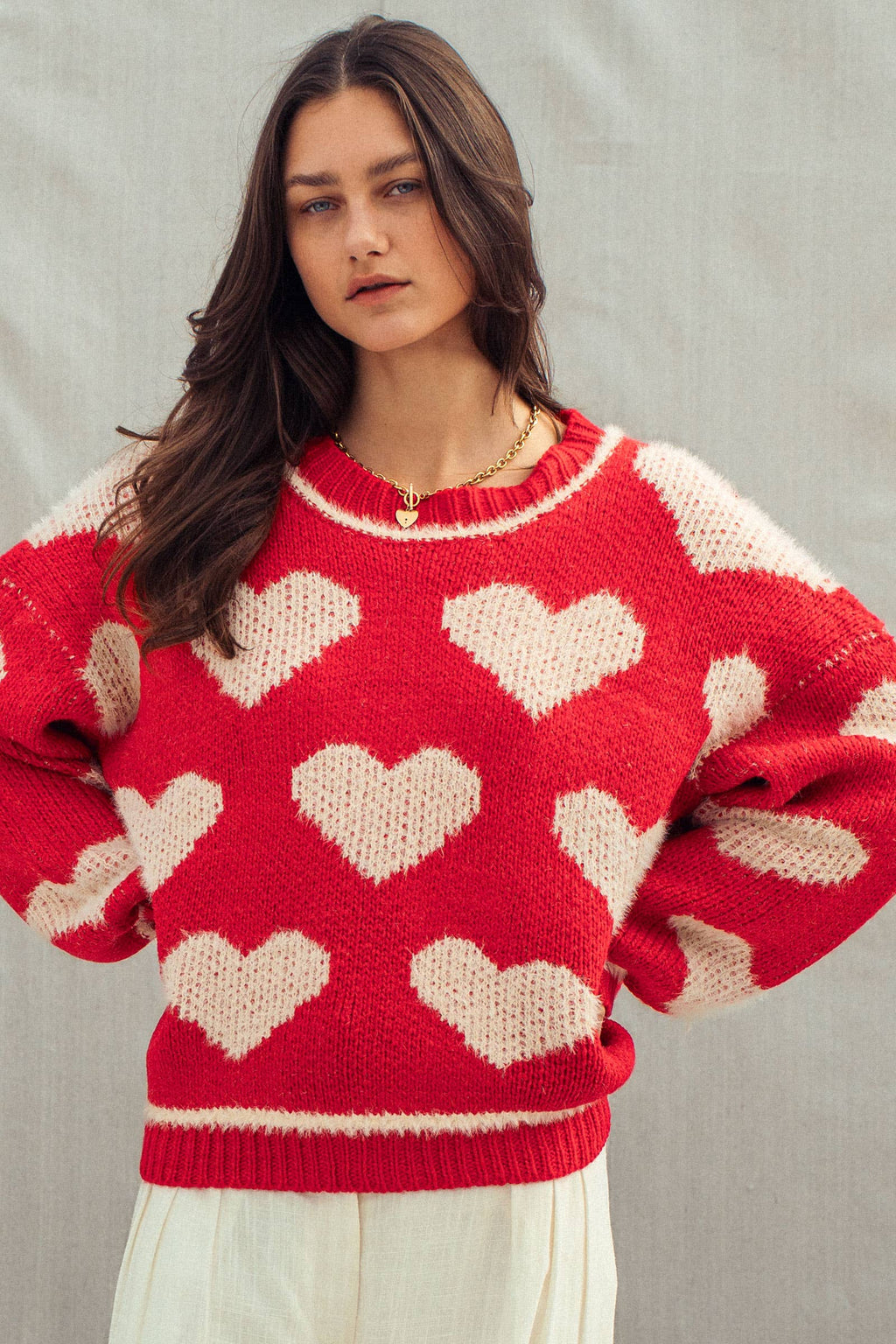 Red Oversized Heart Sweater